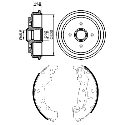 Комплект задних тормозных барабанов и колодок Ford Fusion (JU)
